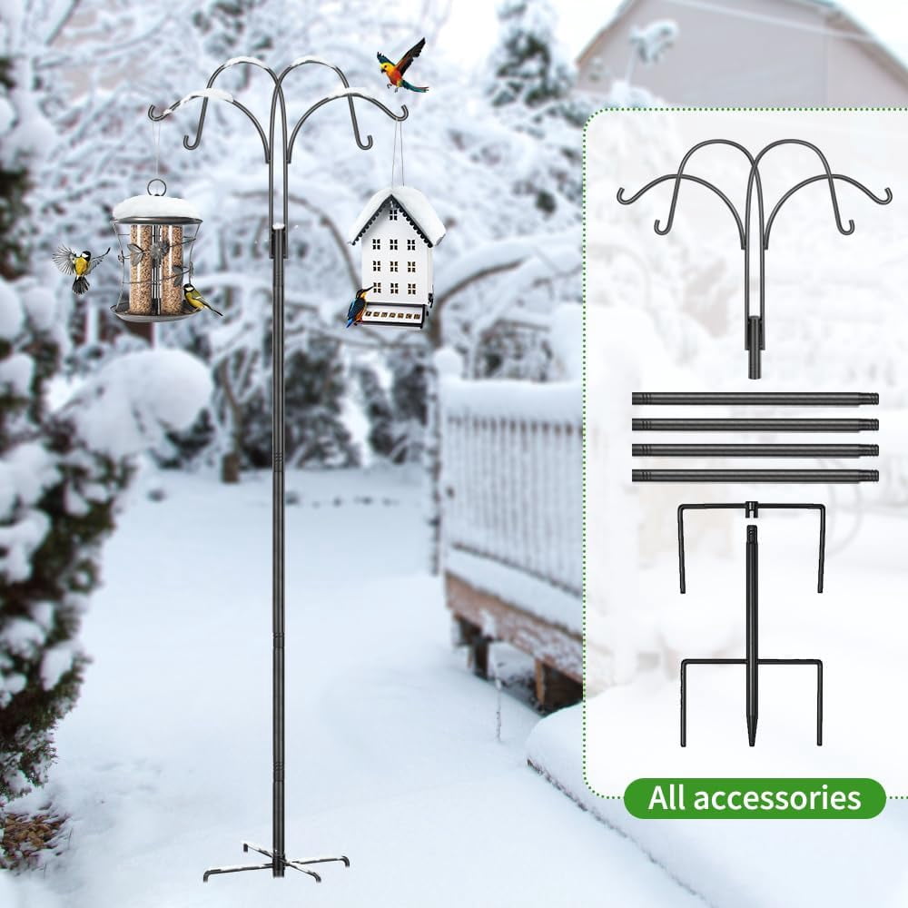 KOLAKO Bird Feeder Poles, 223cm Extra Tall Bird Feeding Stations Stand, Heavy Duty  Metal Shepherds Hooks Crooks for Garden Lantern