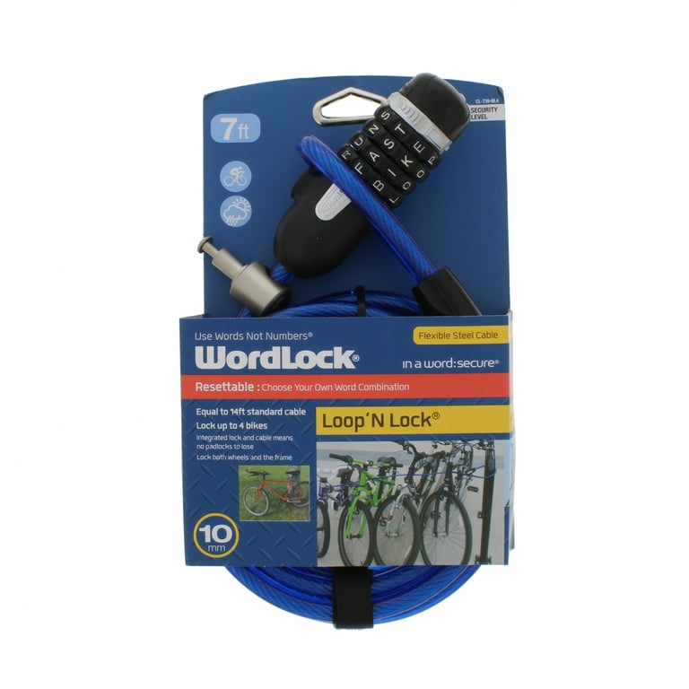 WordLock Loop and Lock Bike Lock Blue 10 mm 7 Ft. Walmart