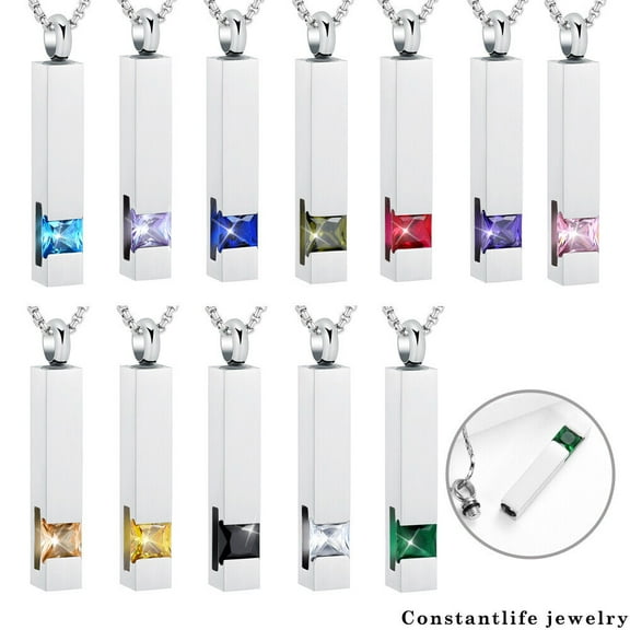 constantlife Rectangle White Urn Necklace for Cremation Ashes Holder Necklace Memorial Jewelry