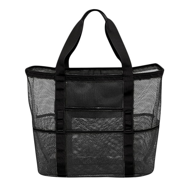 Yhmxh Organizadores y almacenamiento Bolsa de playa para natación, bolsa de malla para guardar trajes de baño, bolso grande de malla para viajes y deportes, 9 bolsillos Almacenamiento de ducha