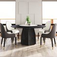 thumbnail image 2 of 59.05" Round Marble Dining Table | Ideal for Dining Room Gatherings, Increases Dining Area | Sintered Stone Construction, Oak Wood Base | Keeps Desktop Clean and Stable, 2 of 6