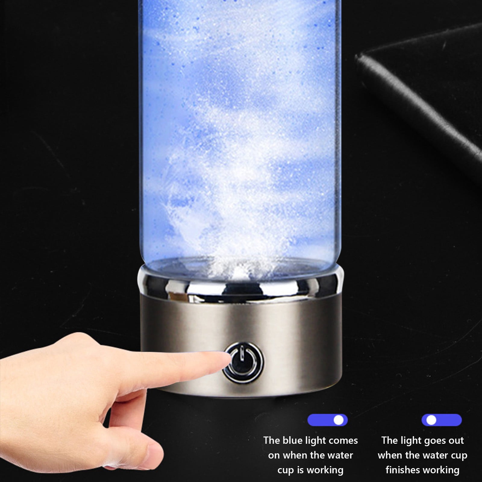 IMossad Hydrogen Water Cup, Ionized Glass Health Drinking Bottle, Portable Enriched Water Cup for Home, Office, Fitness, Wellness, Double Layer Design
