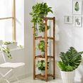 thumbnail image 4 of MoNiBloom Wood 4 Tiers Plant Stand, Flower Storage Shelf, Organizer Rack, Carbonized, for Garden, 4 of 11