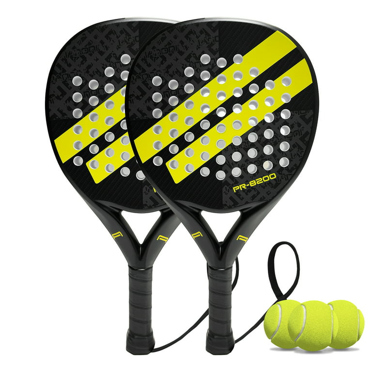 IANONI Paddle Tennis Racket Carbon Fiber Surface with EVA Memory Flex Foam  Core Padel Tennis Racquets with 3 balls 