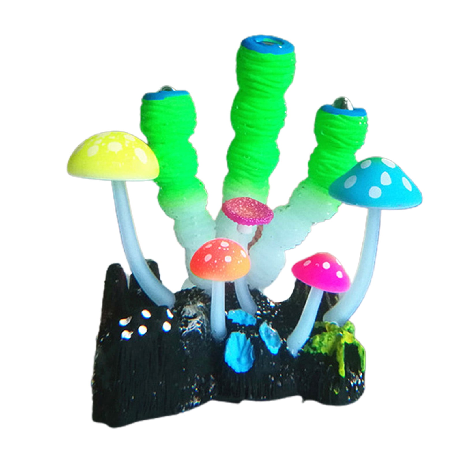 Walbest Glowing Effect Artificial Mushroom Finger Coral Aquarium Plant Decor Ornament Decoration for Fish Tank Landscape