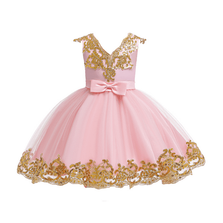 

IBTOM CASTLE Flower Girl Tutu Tulle Dress Little Big Princess Wedding Bridesmaid Party Communion Formal Short Gown for Kids 6-12 Months Pink