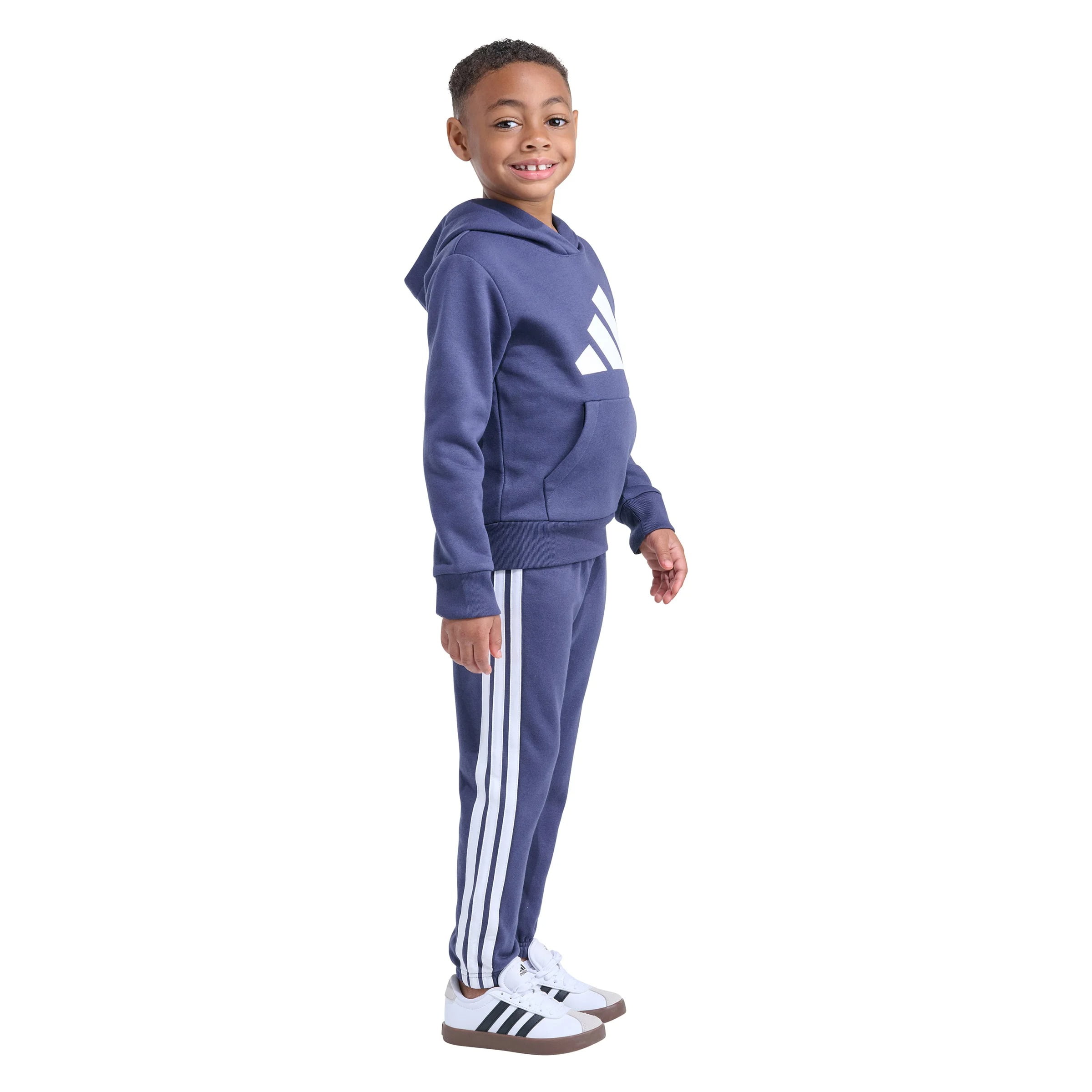 adidas Youth Kids’ 2-Piece Tracksuit Outfit Set – Fleece Hoodie & Jogger Sweatpants, Midweight Activewear Outfit (Blue/4T)