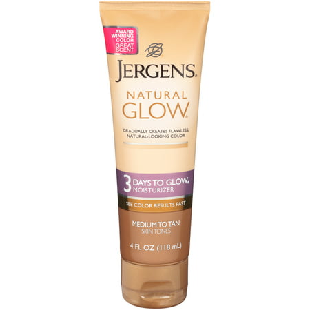 Jergens Natural Glow 3 Days to Glow Moisturizer, Medium to Tan Skin Tones, 4 (Best Natural Sunless Tanning Lotion)