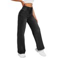 thumbnail image 5 of Ankle Denim Pants with Pockets Y2k Frayed Raw Hem Ripped Distressed Jean Travel Cropped Pants Cowgirl Outfits Boyfriend Jeans for Women Trendy Stretchy Baggy Jean High Waisted Straight Leg Jeans, 5 of 5