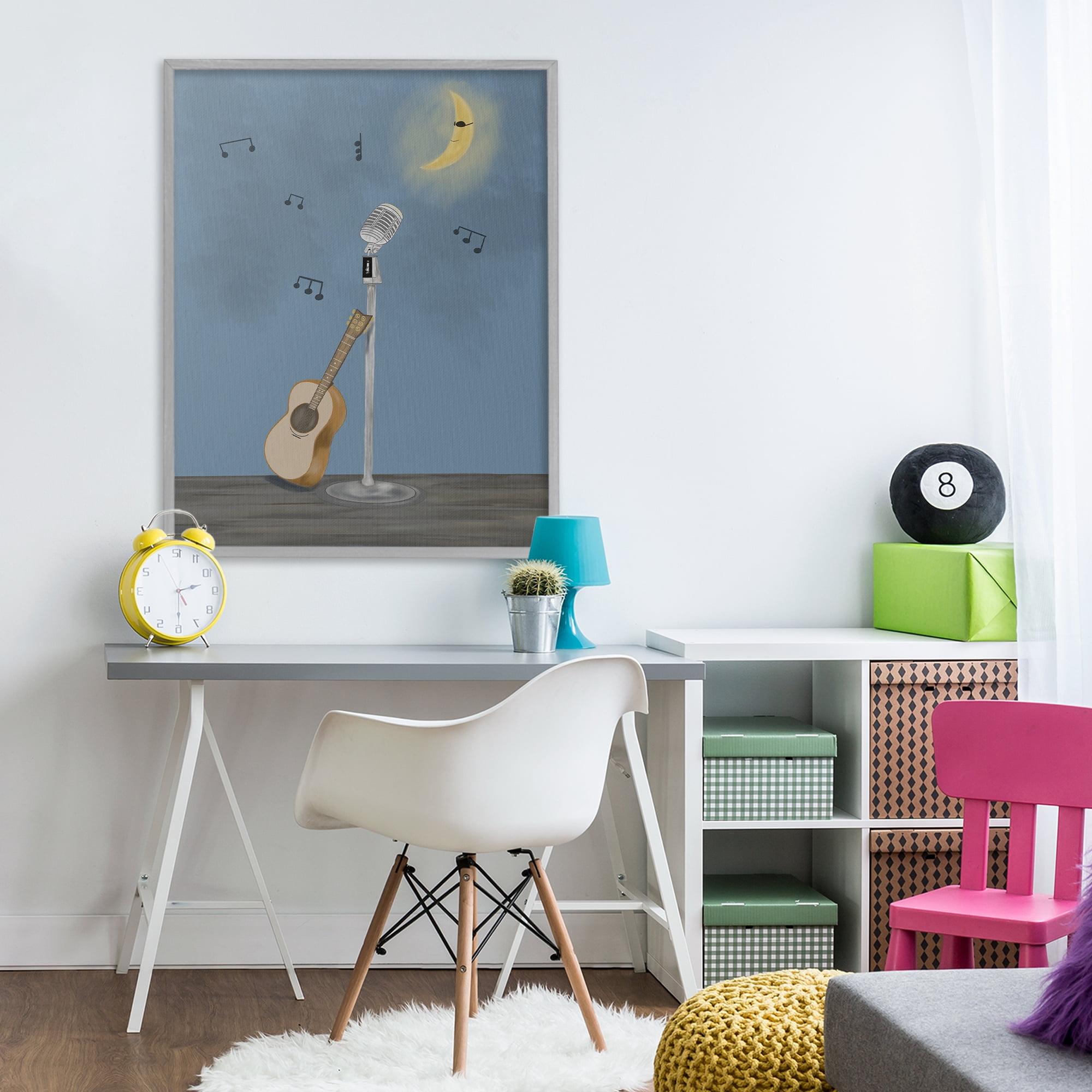 Stupell Industries Music And Moon Stage Gray Framed Giclee Art, design by Leslie Hermosa