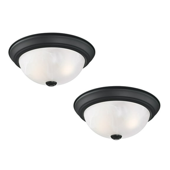 Design House WM158825 Traditional 2 Pack 2-Light Indoor Dimmable Ceiling Light with Alabaster Glass for Bedroom Hallway Kitchen Dining Room, Matte Black
