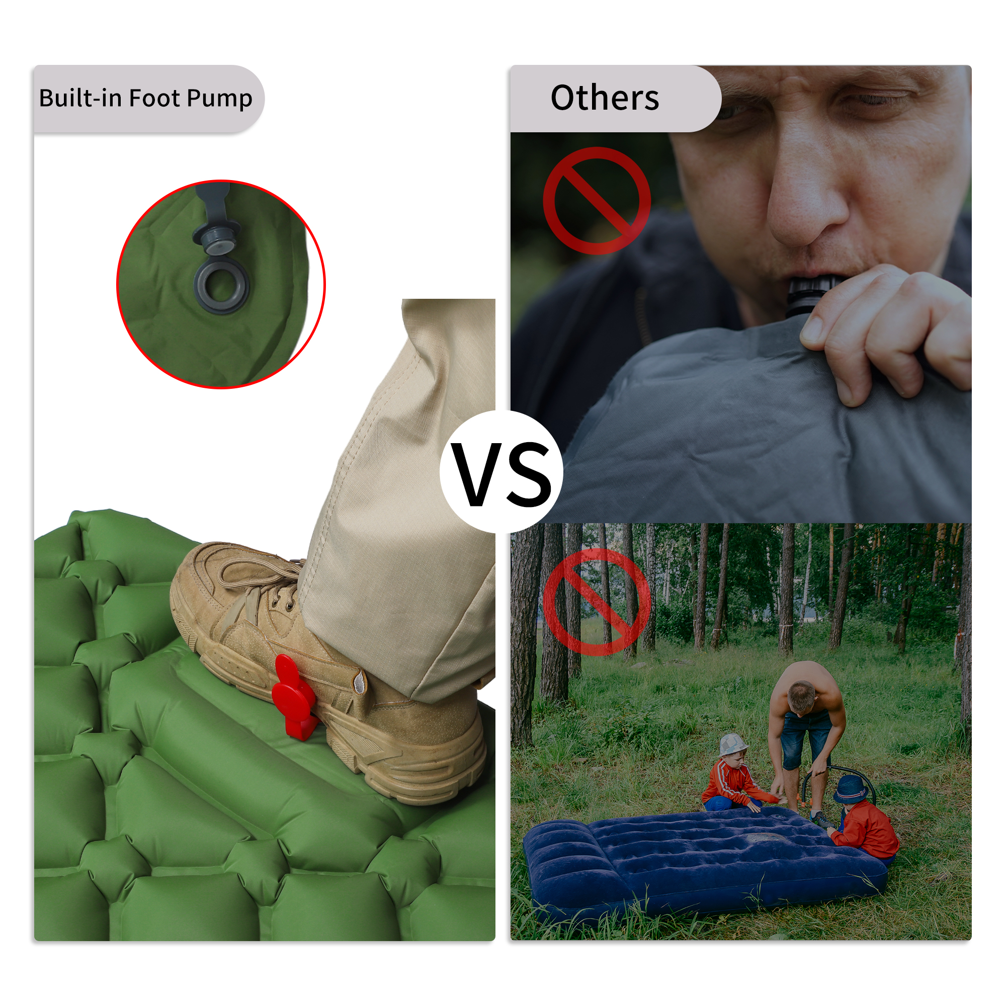 Unique Bargains Camping Sleeping Pads Non Spliceable Camping Mat With Pillow Foot Green