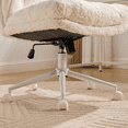 thumbnail image 3 of SESSLIFE 26.4 inch Wider Seat Office Chair, Artificial Rabbit Hair Home Office Chair with Metal Base, Adjustable Desk Chair Swivel Office Chair, Vanity Chair(Cream), 3 of 6