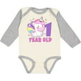 thumbnail image 3 of Inktastic 1 Year Old with Cute Unicorn Birthday Girls Long Sleeve Baby Bodysuit, 3 of 5