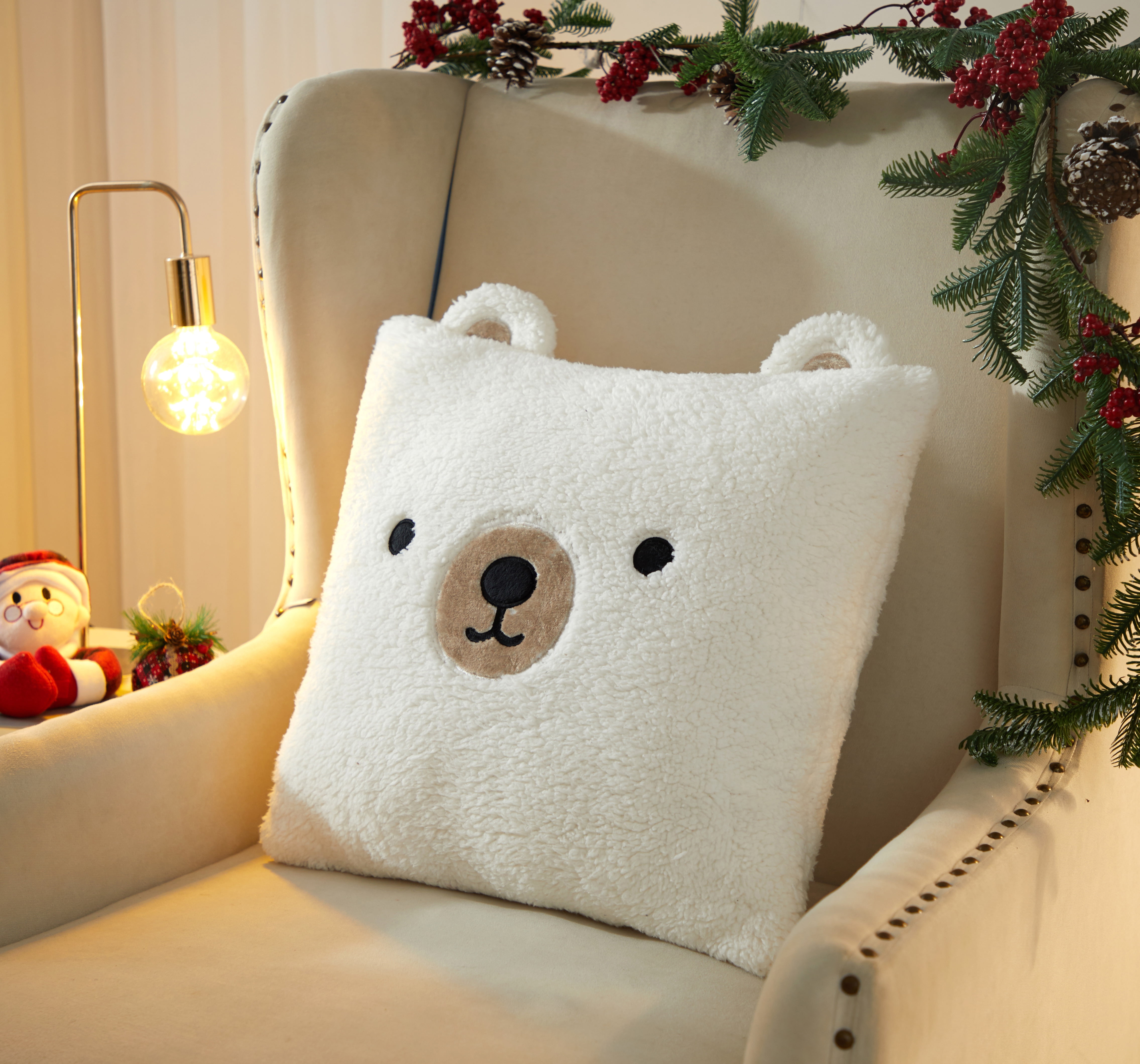 Dearfoams Figural Bear Pillow, 20'' x 20'', Ivory