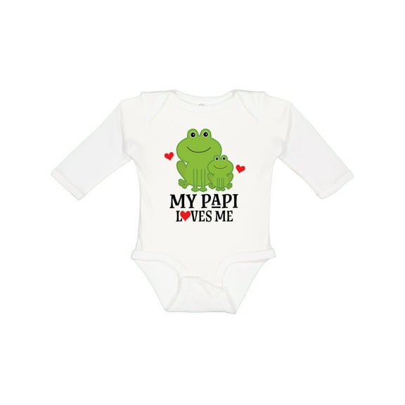 Inktastic My Papi Loves Me Grandson Frog Boys Long Sleeve Baby Bodysuit