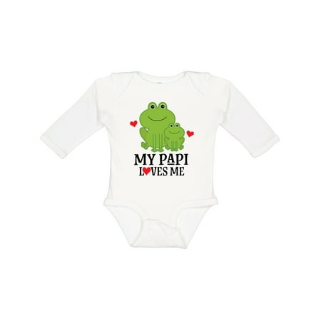 

Inktastic My Papi Loves Me Grandson Frog Gift Baby Boy Long Sleeve Bodysuit