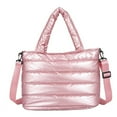 thumbnail image 1 of Large Capacity Smooth Zipper Adjustable Straps Handheld Lazy Pillow Shoulder Bag Women Lightweight Winter Down Cotton Padded Handbag, 1 of 10