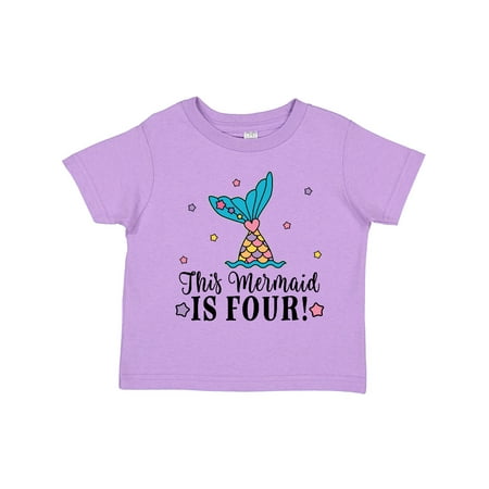 

Inktastic 4th Birthday Mermaid Tail Girls Gift Toddler Toddler Girl T-Shirt