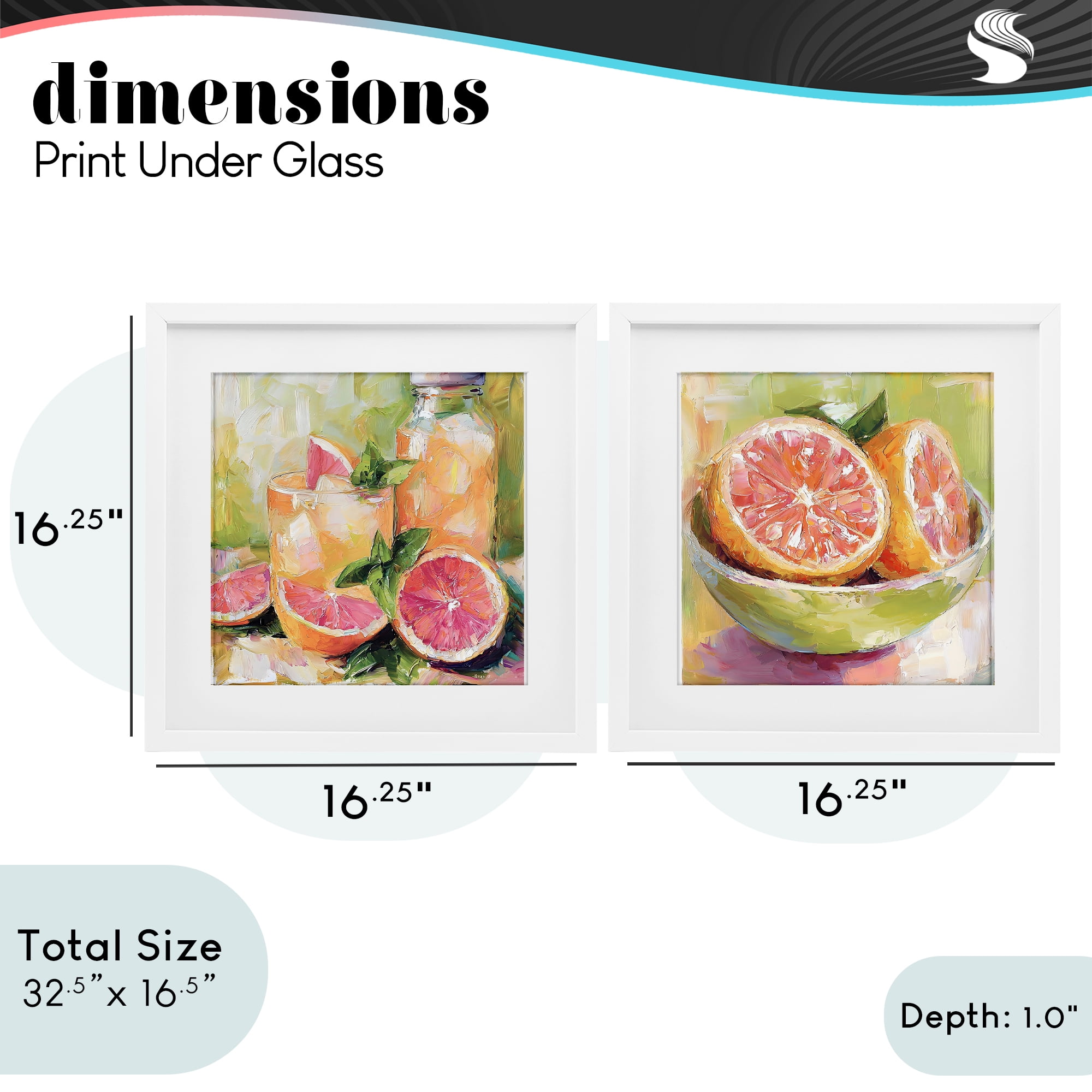 Stupell Industries Grapefruit Drinks & Fruits 2 Piece White Framed Print Under Glass Set, design by Riley B