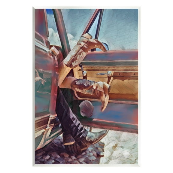 Stupell Industries Kissing Couple in Car Transportation Painting Unframed Art Print Wall Art, 10 x 15