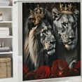 thumbnail image 6 of JEUXUS Lion Lioness Crown Bathroom Shower Curtain Set with Hooks, 100% Polyester Fabric, Multiple Sizes 36"x72, 6 of 7