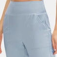 thumbnail image 2 of Womens Yoga Pants Pocket Stretchy Breathable Slim Fit Solid Print Jogger Sport Pants for Workout Wear Light Blue L, 2 of 6
