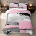 thumbnail image 2 of Erosebridal Ombre Pink Gray Quilt King, Abstract Oil Painting King Coverlet Set, Pink Reversible 3 Pieces 1 Bedspread and 2 Pillowcases, 2 of 7