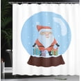 thumbnail image 3 of Ambesonne Christmas Snow Scene Shower Curtain, Happy Santa, 69"Wx70"L, Pale Blue and Multicolor, 3 of 4