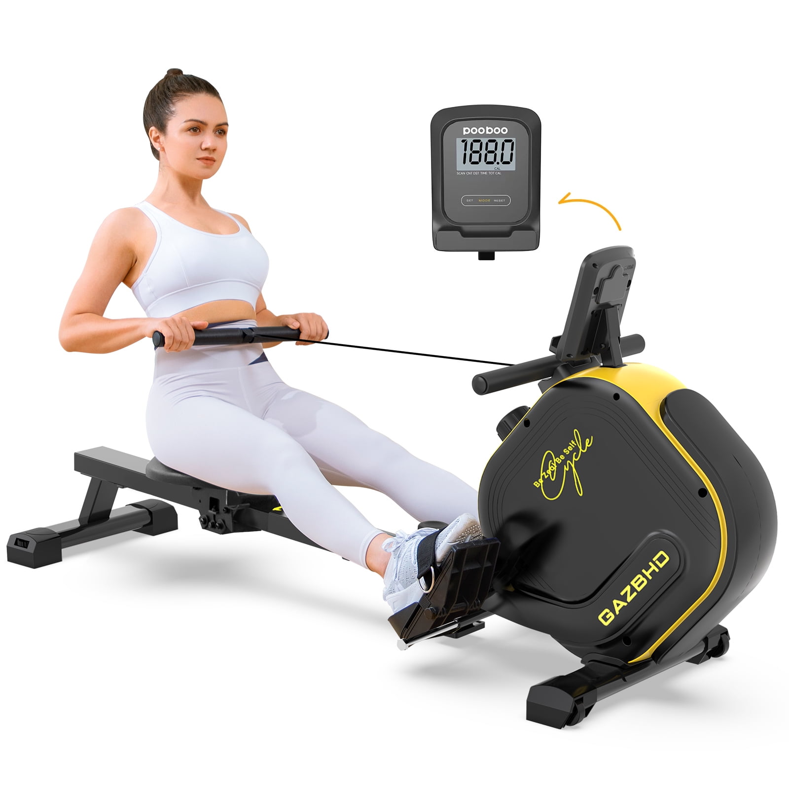 Pooboo Rowing Machines Rower Foldable 16 Level Resistance