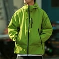 thumbnail image 2 of Mens Windbreaker Zip Front Windbreaker Jacket Man Solid-Color Large-Pocket Zipper Windproof Outdoor Climbing Mountain Water Windproof Long Sleeve Hooded Outwear Jacket Green 2XL, 2 of 8