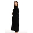 thumbnail image 2 of Just Love Stretch Velour Embroidered Zipper Lounger Robe for Women with Pockets (Black, 2X), 2 of 4