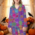 thumbnail image 2 of Gunia Little Girls Halloween Pajama Set 2 Piece Button Up Long Sleeve Tops Pants Nightwear Outfit For Toddler Kids Pjs Sleepwear Purple 7-8 Years, 2 of 5