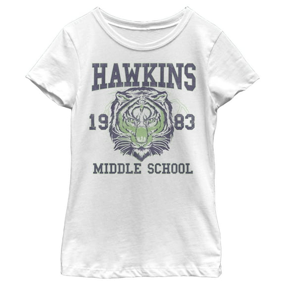 Netflix Girl's Stranger Things Hawkins Middle School Tiger Graphic T-Shirt