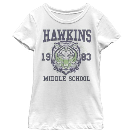 Netflix Girl s Stranger Things Hawkins Middle School Tiger Graphic T-Shirt