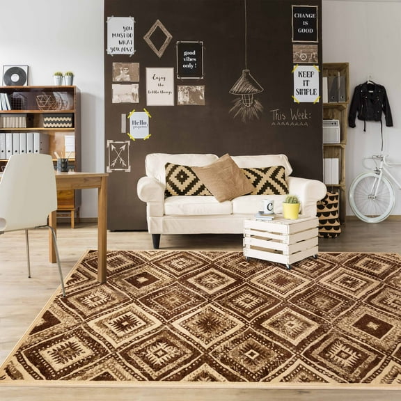 Casual Geometric Medallion Power-Loomed Indoor Area Rug, 8' x 10', Taupe by Blue Nile Mills