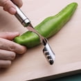 thumbnail image 2 of Stainless Steel Pepper Core Remover, Jalapeno Pepper Corer Tool Chili Deseeder, Sharp Edge Kitchen Gadget Seed Remover Dishwasher Safe, Slice off Vegetables tops for Barbecue, 2 of 7