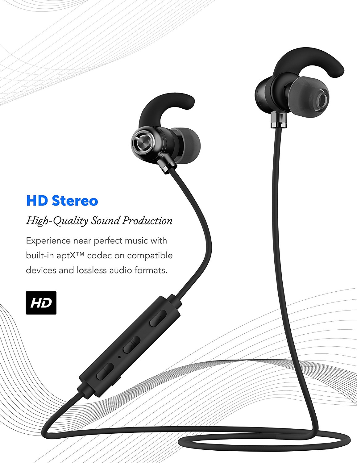 Works with CVC 6.0 Noise Cancellation Apple Samsung,Google Pixel,LG Boxgear Motorola ATRIX TV XT682 Bluetooth Headset in-Ear Running Earbuds IPX4 Waterproof with Mic Stereo Earphones