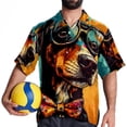 thumbnail image 4 of Retro Dog Men's Short Sleeve Poplin Shirt, Casual Printed Button Down Summer Beach Shirt - Unisex, 4 of 6