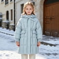thumbnail image 2 of Hellosay Long Puffer Coat Girls Quilted Long Sleeve Hooded Jacket Winter Zip Up Ruffle Tie Front Outwear with Pockets, 2 of 6