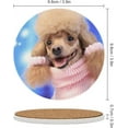 thumbnail image 3 of SKYSONIC Round Drink Coasters 6 Pcs Poodle Dog Wearing Pink Sweater in Winter Absorbent Ceramic Coaster with Cork Base for Coffee Cups Housewarming Gift for Home Decor, 3 of 6