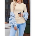 thumbnail image 7 of Weardear 3 Pack Maternity Shirts Long Sleeve Side Ruched Pregnancy Workout Tops with Thumb Hole Casual Crew Neck Tshirts for Women, 7 of 7