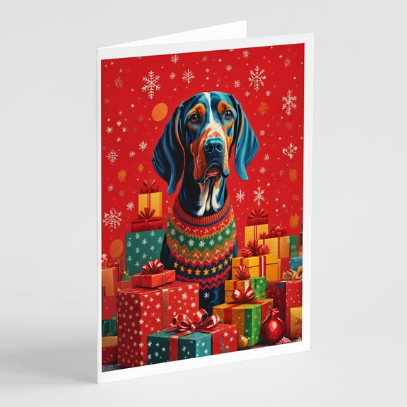 American English Coonhound Holiday Christmas Greeting Cards Pack of 8 7 in x 5 in