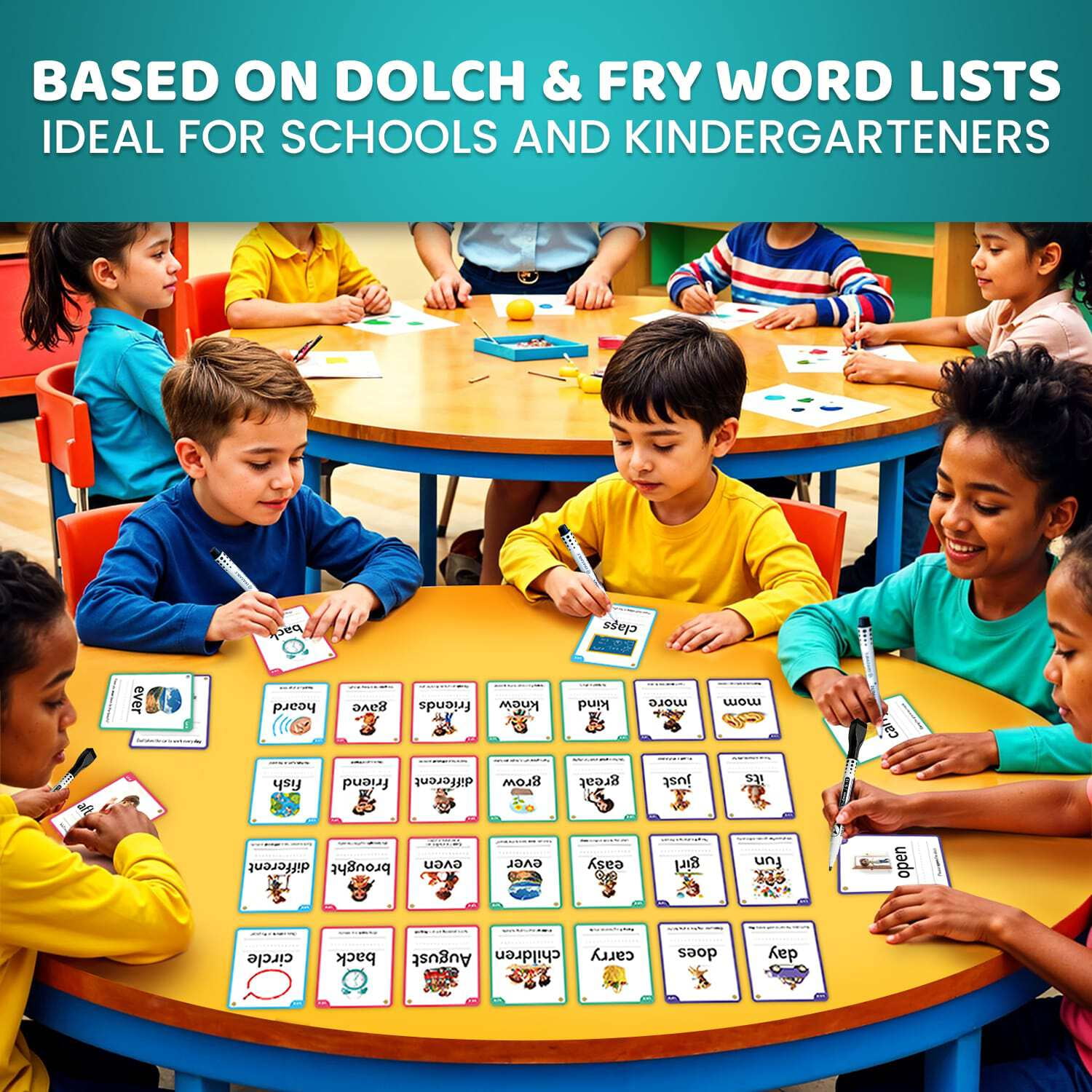 Quokka Sight Words Flash Cards – 260 Dry Erase Cards for Kids, Color-Coded Preschool Learning Set