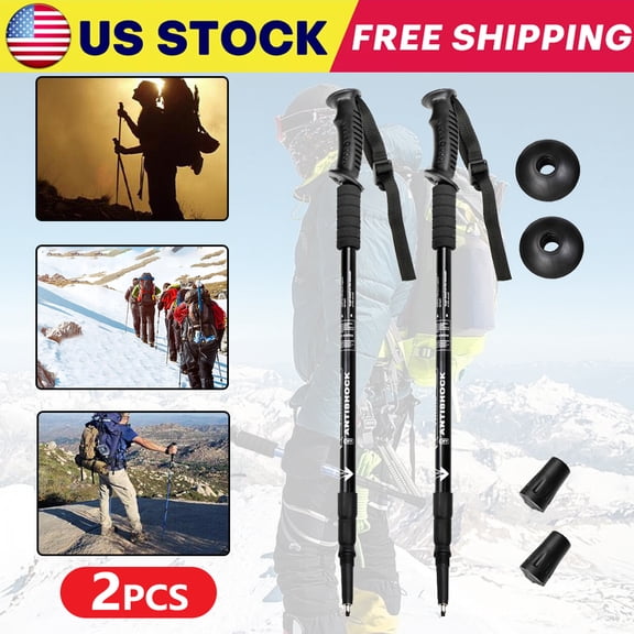 2pcs Black Aluminum Alloy Telescopic Hiking Poles - Lightweight, Adjustable Three-Section Straight Handle Trekking Sticks for Outdoor Adventures, Camping & Hiking, Camping Gear