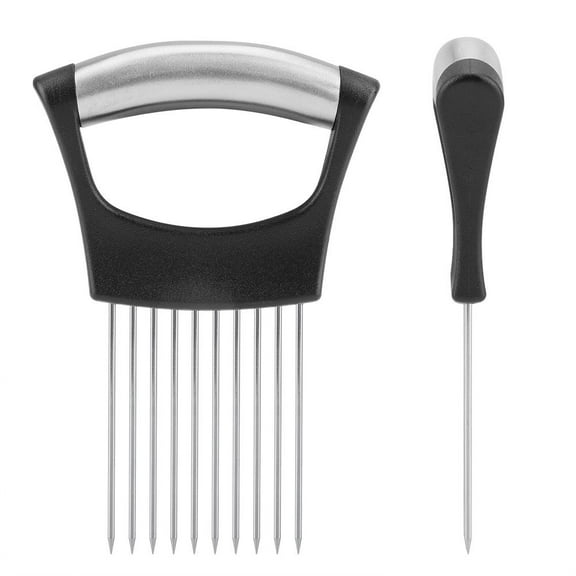 Ccdes Stainless Steel Onion Holder Fruits Veg Meat Cutter Slicer Peeler Chopper with 10 Prongs, Fruits Cutter, Meat Chopper