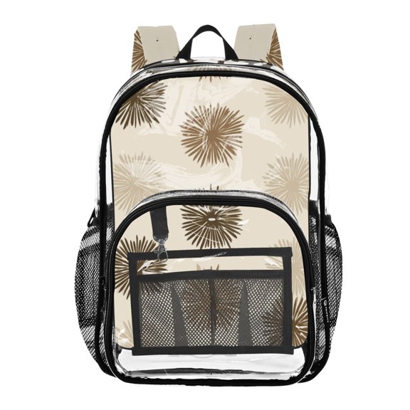 Clear Backpack 12L Large Capacity Transparent Waterproof Brown Beige