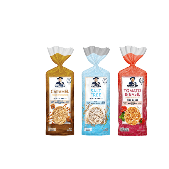 Quaker Rice Cakes, Caramel, Garden Tomato/Basil, Salt Free, 1 lbs