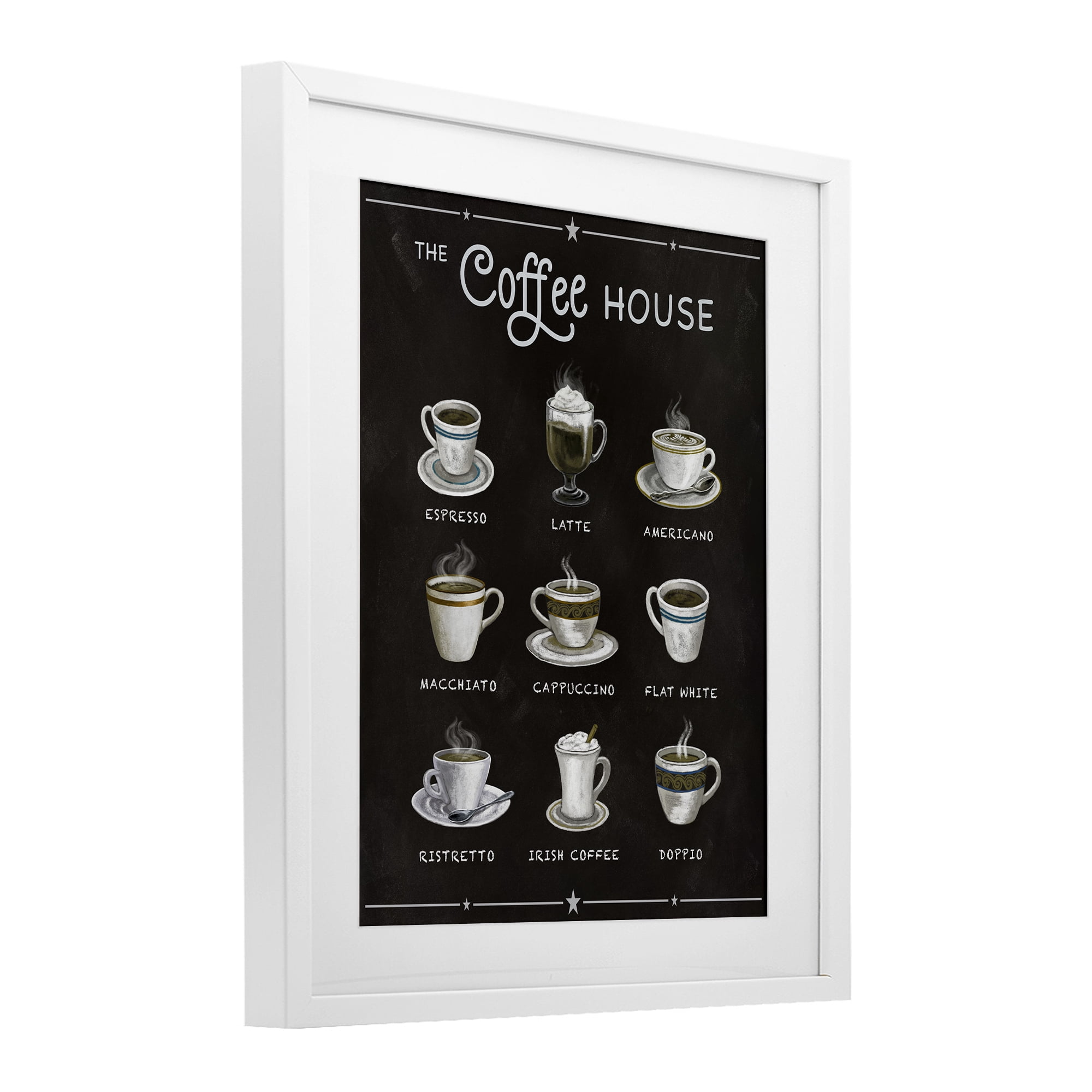 Stupell Industries The Coffee House Menu White Framed Print Under Glass, design by Conrad Knutsen