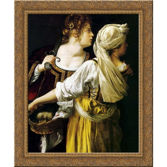 Judith and her Maidservant 24x20 Gold Ornate Wood Framed Canvas Art by Artemisia Gentileschi